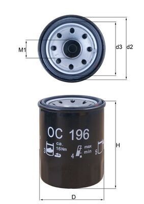 OC196 Oil filter 78636359 MAHLE ORIGINAL M20x1,5, with one anti-return valve, Spin-on Filter