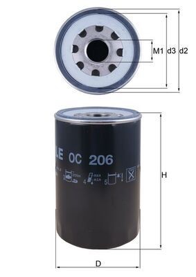 MAHLE ORIGINAL OC 206 Oil filter M30x2, Spin-on Filter