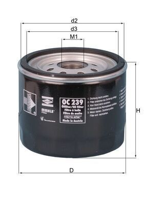 MAHLE ORIGINAL OC 239 Oil filter M20x1,5, Spin-on Filter