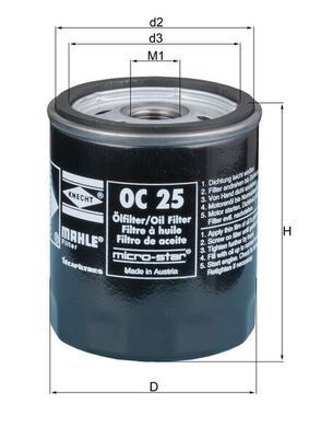 77640725 MAHLE ORIGINAL OC25 Oil filter 1258038