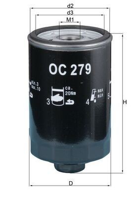 OEM-quality MAHLE ORIGINAL OC 279 Engine oil filter