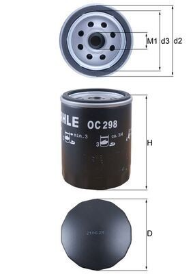 MAHLE ORIGINAL OC 298 Oil filter 3/4