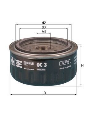 78109043 MAHLE ORIGINAL M20x1,5, with one anti-return valve, Spin-on Filter Ø: 86,5mm, Height: 50,0mm Oil filters OC 3 buy