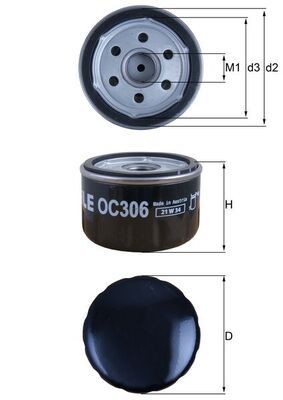 OC306 Eļļas filtrs MAHLE ORIGINAL OC 306 Milzīga izvēle — ar milzīgām atlaidēm
