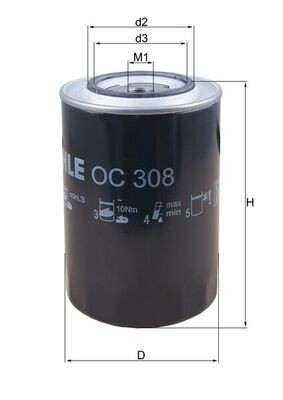 MAHLE ORIGINAL OC 308 Ölfilter für VOLVO F 12 LKW in Original Qualität