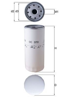 76567226 MAHLE ORIGINAL 1 1/8''-16, Spin-on Filter Ø: 107,0mm, Height: 261,0mm Oil filters OC 370 buy