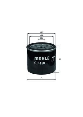 MAHLE ORIGINAL OC 458 Oil filter M20x1,5, with one anti-return valve, Spin-on Filter