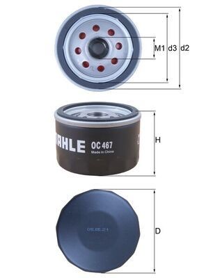 OC467 Oil filter 76693105 MAHLE ORIGINAL M20x1,5, with one anti-return valve, Spin-on Filter