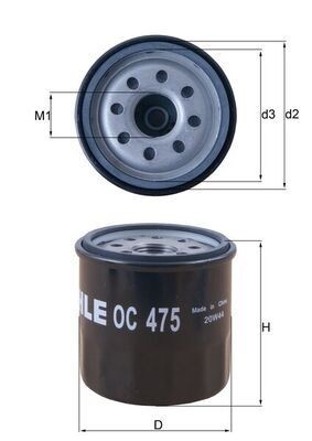 OC475 Oil filter 76817415 MAHLE ORIGINAL M20x1,5, Spin-on Filter
