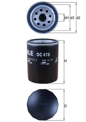 MAHLE ORIGINAL OC 478 Oil filter 3/4