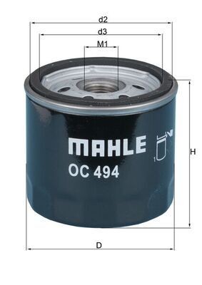 MAHLE ORIGINAL OC 494 Oil filter M18x1,5, Spin-on Filter