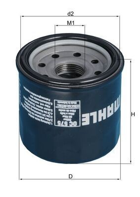 MAHLE ORIGINAL OC575 Engine oil filter M20x1,5, with one anti-return valve, Spin-on Filter