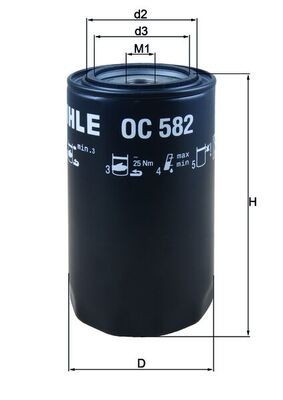 OEM-quality MAHLE ORIGINAL OC 582 Engine oil filter