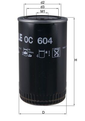 70511537 MAHLE ORIGINAL M27x2, Spin-on Filter Ø: 93,3mm, Height: 170,6mm Oil filters OC 604 buy