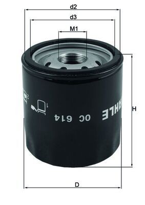 OC614 Oil filter 70380336 MAHLE ORIGINAL M22x1,5, with one anti-return valve, Spin-on Filter