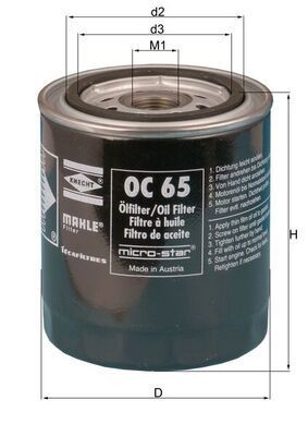 Original MAHLE ORIGINAL 77449622 Oil filter OC 65 for FORD SIERRA