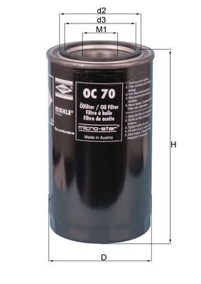 72008936 MAHLE ORIGINAL 93,0 mm Filter, operating hydraulics OC 70 buy