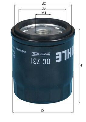70516715 MAHLE ORIGINAL M14x1,5, with one anti-return valve, Spin-on Filter Ø: 51,0mm, Height: 81,5mm Oil filters OC 731 buy