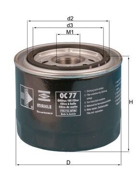 77021272 MAHLE ORIGINAL OC77 Oil filter 15400-PA6-305