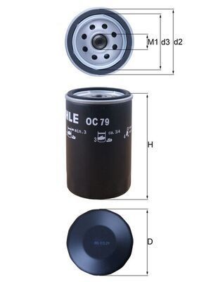 MAHLE ORIGINAL OC 79 Oil filter 3/4