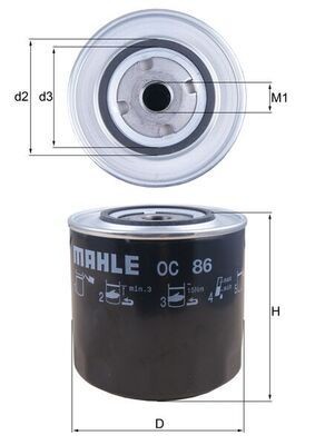 MAHLE ORIGINAL OC 86 Oil filter 3/4