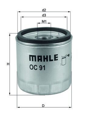 76543748 MAHLE ORIGINAL OC91D Oil filter 11 00 1 300 053