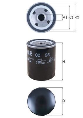 MAHLE ORIGINAL OC 93 Oil filter M18x1,5, Spin-on Filter