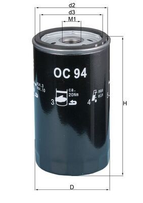 77796865 MAHLE ORIGINAL OC94 Oil filter EFL166