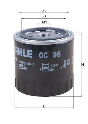 MAHLE ORIGINAL OC 98 Oil filter 3/4