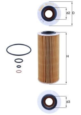 MAHLE ORIGINAL OX 177/3D ECO Engine oil filter Filter Insert