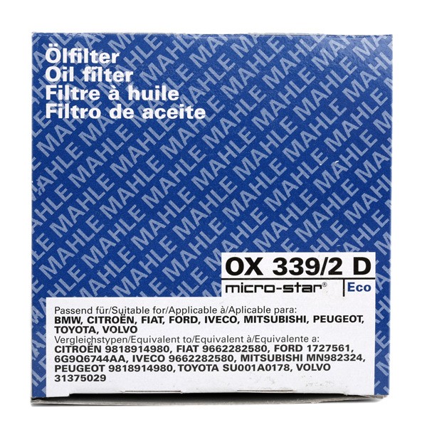 OX 339/2D Filtro dell’olio MAHLE ORIGINAL qualità originale