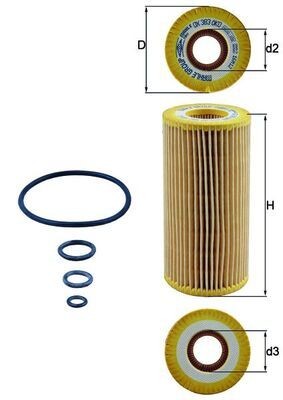 70325108 MAHLE ORIGINAL Filter Insert Inner Diameter 2: 31mm, Ø: 63,5mm, Height: 135,0mm Oil filters OX 383D buy