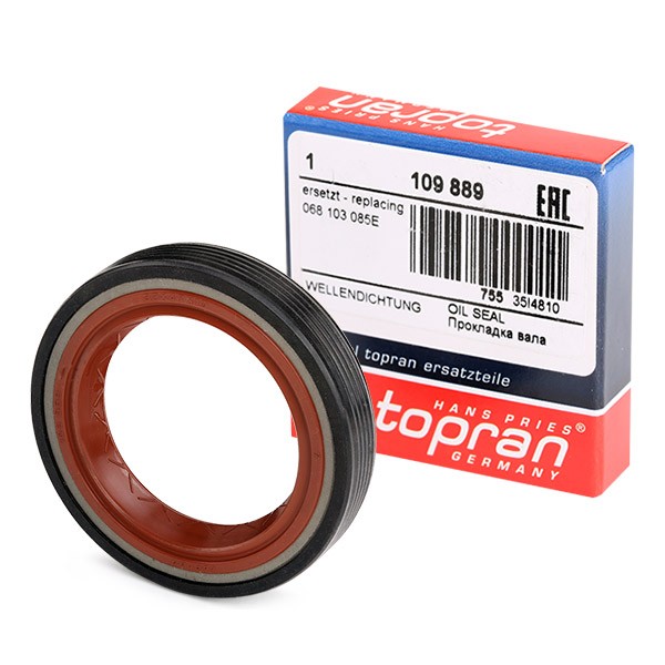 TOPRAN 109 889 Crankshaft seal frontal sided, FPM (fluoride rubber)/ACM (polyacrylate rubber)