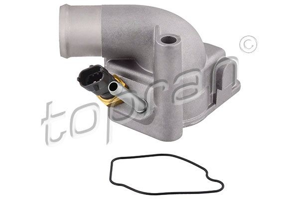 TOPRAN 206 711 Engine thermostat Opening Temperature: 92°C, with seal, with pipe, with housing, Metal Housing
