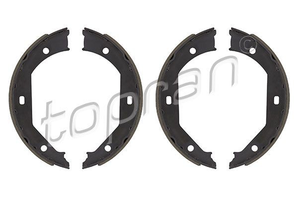 500 975 TOPRAN Parking brake shoes CITROËN Rear Axle, without fastening material, with mounting manual, with E quality seal