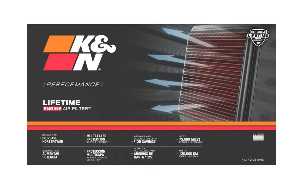 K&N Filters 33-2865 Filtro de aire 30mm, 135mm, 341mm, cuadrada, Filto de larga duración