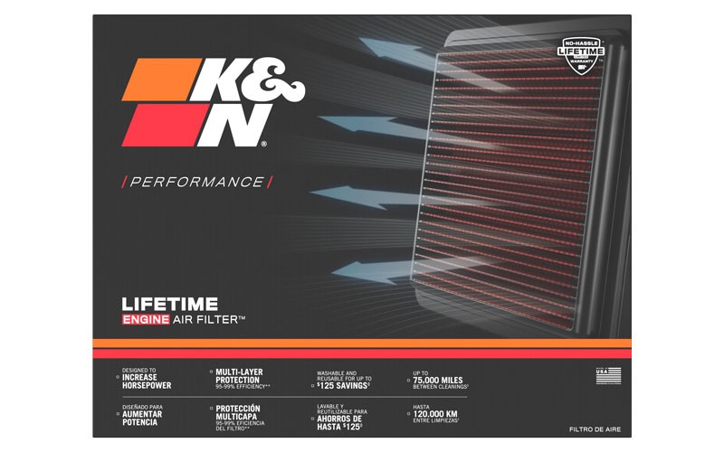 K&N Filters 33-2966 Engine filter 32mm, 261mm, 267mm, Square, Long-life Filter