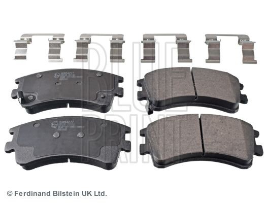 BLUE PRINT ADM54277 Brake pad set Front Axle, with acoustic wear warning, with anti-squeak plate, with fastening material