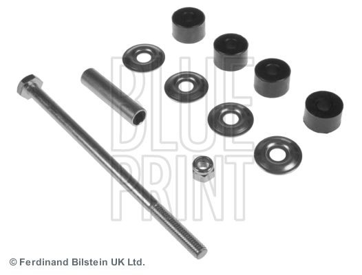 BLUE PRINT ADT38584 Anti-roll bar link Front Axle Left, Front Axle Right, 183mm, M10 x 1,5 , with nut, with washers, with bearing(s), Steel , silver