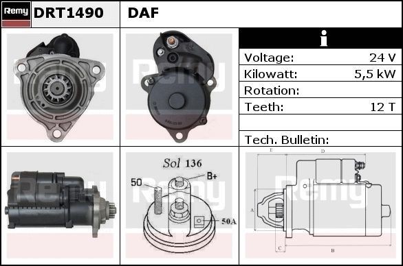 DRT1490 DELCO REMY Anlasser DAF XF 105