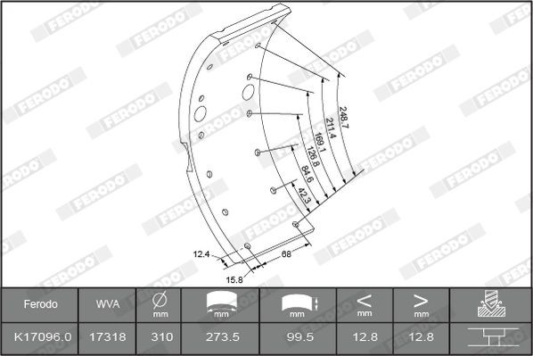17313 FERODO PREMIER Brake Lining Kit, drum brake K17096.1-F3653 buy
