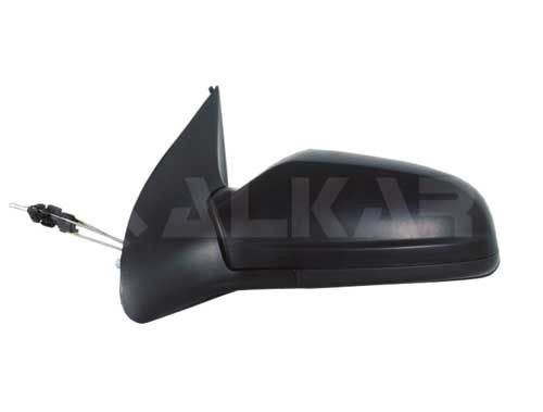 ALKAR 6137438 Wing mirror Left, primed, Control: cable pull, Aspherical, for left-hand drive vehicles