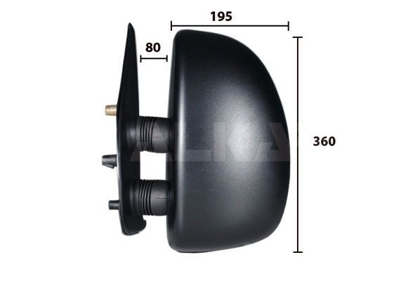ALKAR 9254961 Wing mirror Left, Manual, with wide angle mirror, Short mirror arm, Convex, for left-hand drive vehicles