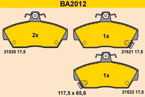 21520 Barum BA2012 Brake pad set GBP 90314