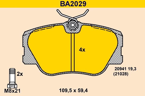 Original Barum 20941 Brake pad set BA2029 for MERCEDES-BENZ A-Class