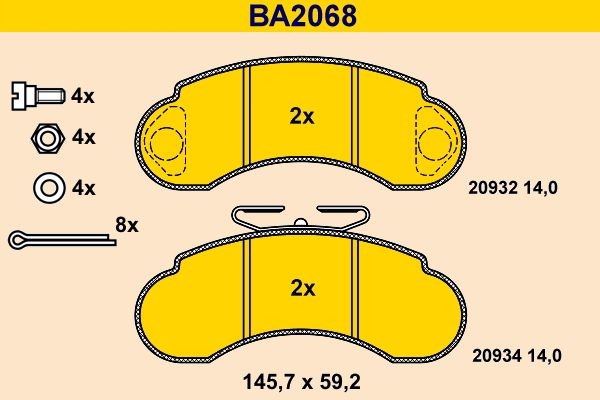 20934 Brake pad set 20932 Barum BA2068