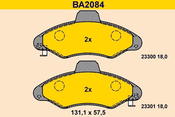 Barum BA2084 Brake pad set prepared for wear indicator, excl. wear warning contact