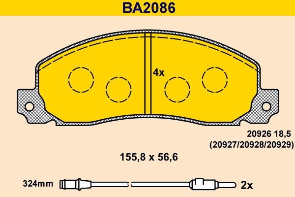 Barum BA2086 Brake pad set incl. wear warning contact