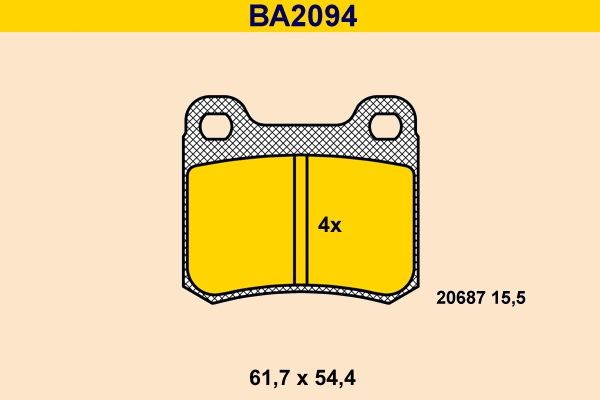 BA2094 Barum Brake pad set KIA not prepared for wear indicator, excl. wear warning contact