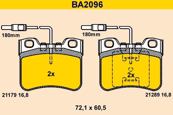 Barum BA2096 Brake pad set incl. wear warning contact
